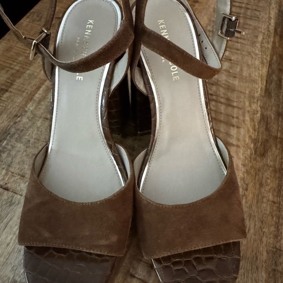 Kenneth Cole brown leather platform Dolly shoes sandals NEW ankle strap - Picture 8 of 9